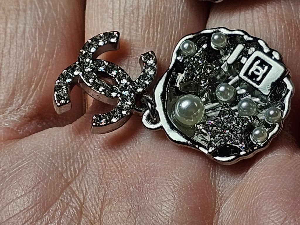 Chanel Charm dangle  earrings w/ Pearl Accents