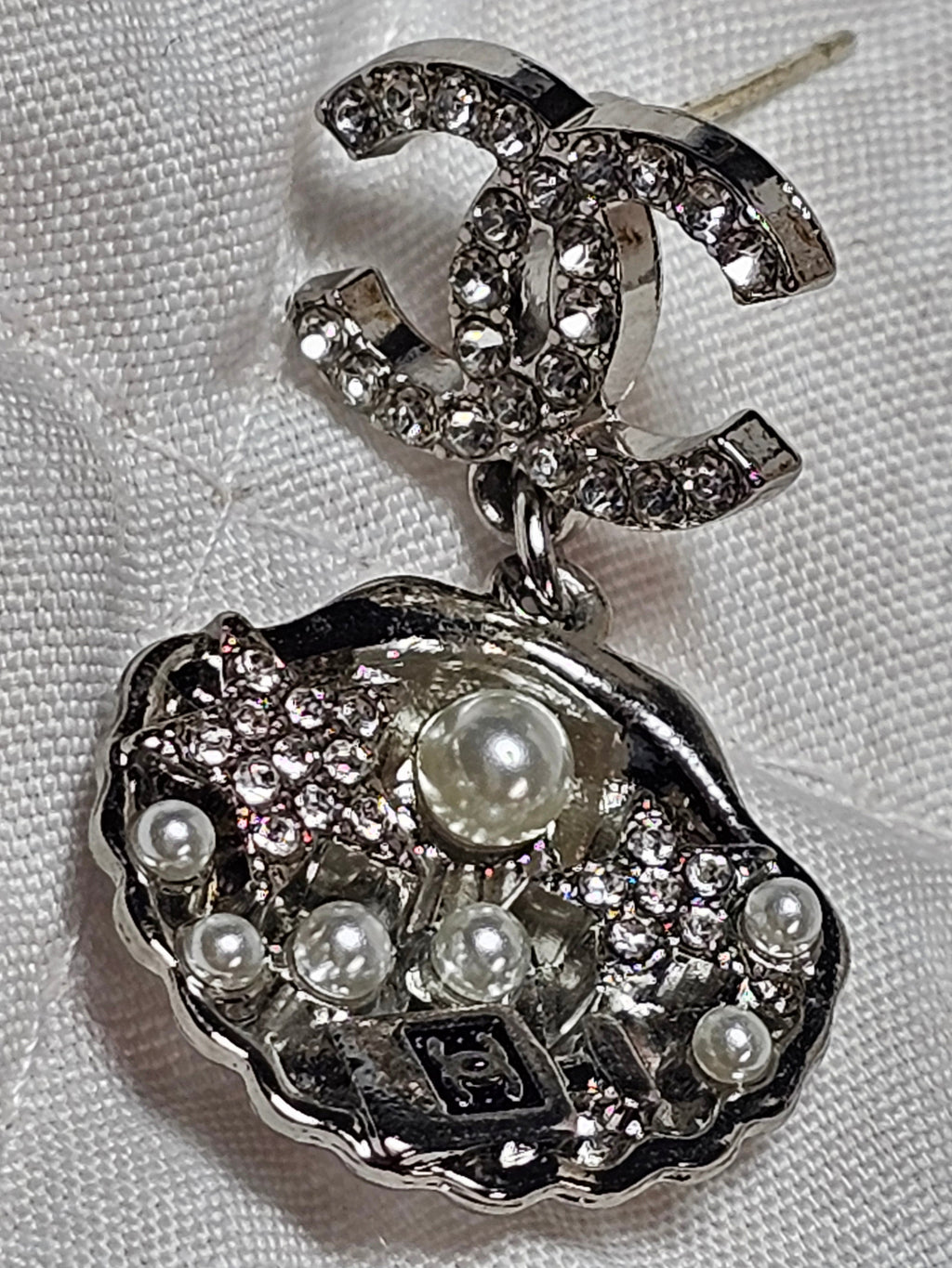 Chanel Charm dangle  earrings w/ Pearl Accents