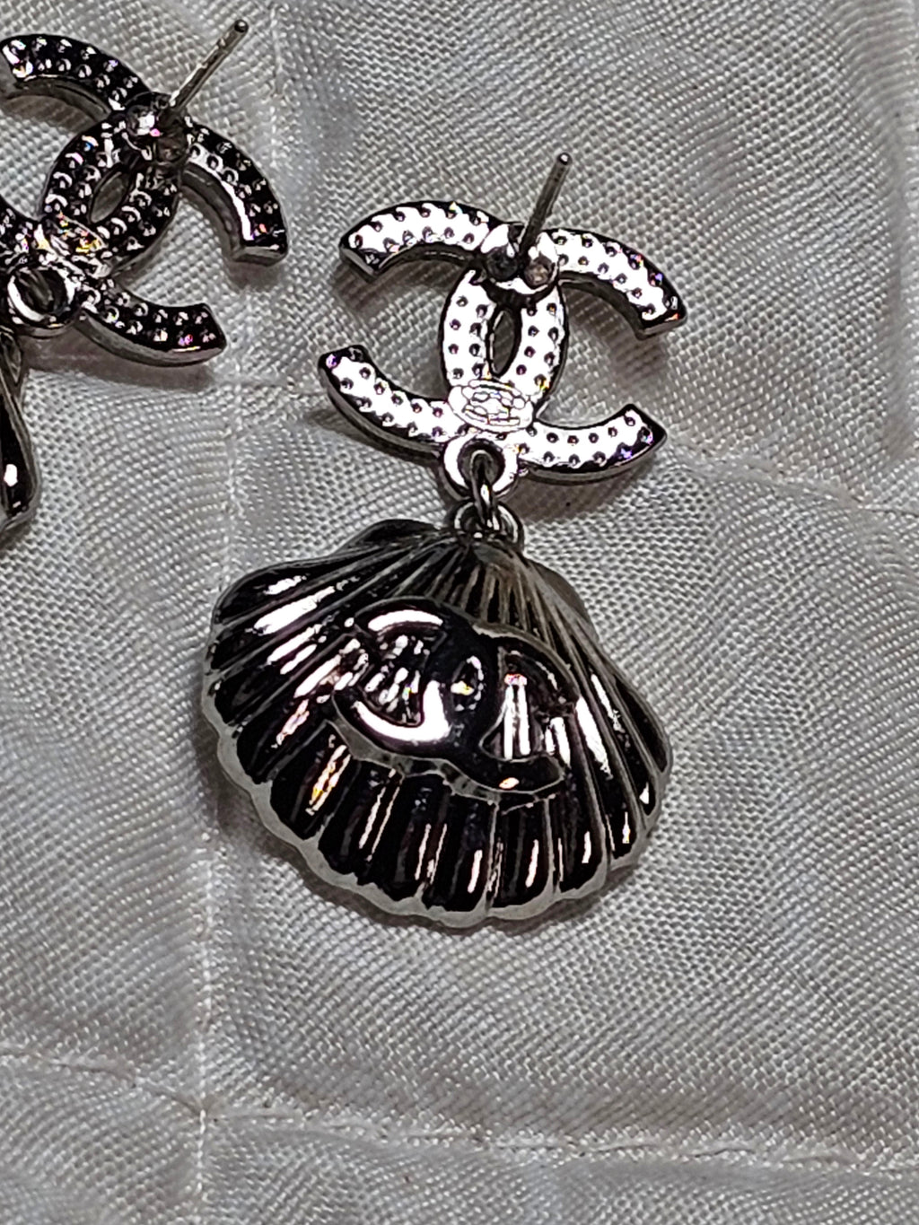 Chanel Charm dangle  earrings w/ Pearl Accents