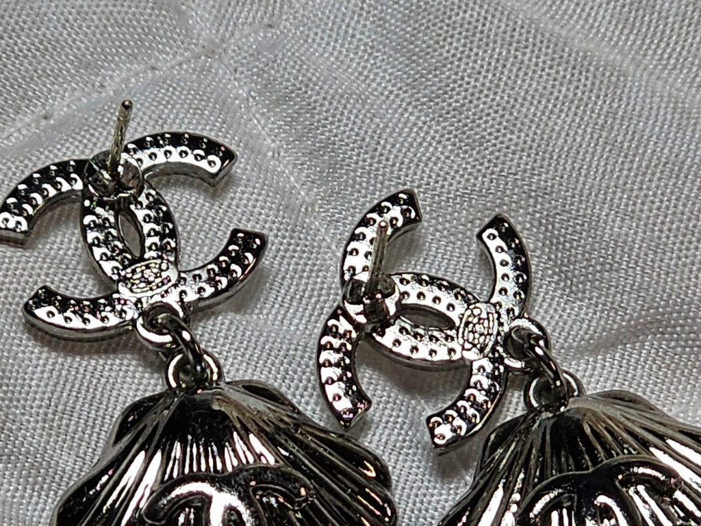 Chanel Charm dangle  earrings w/ Pearl Accents