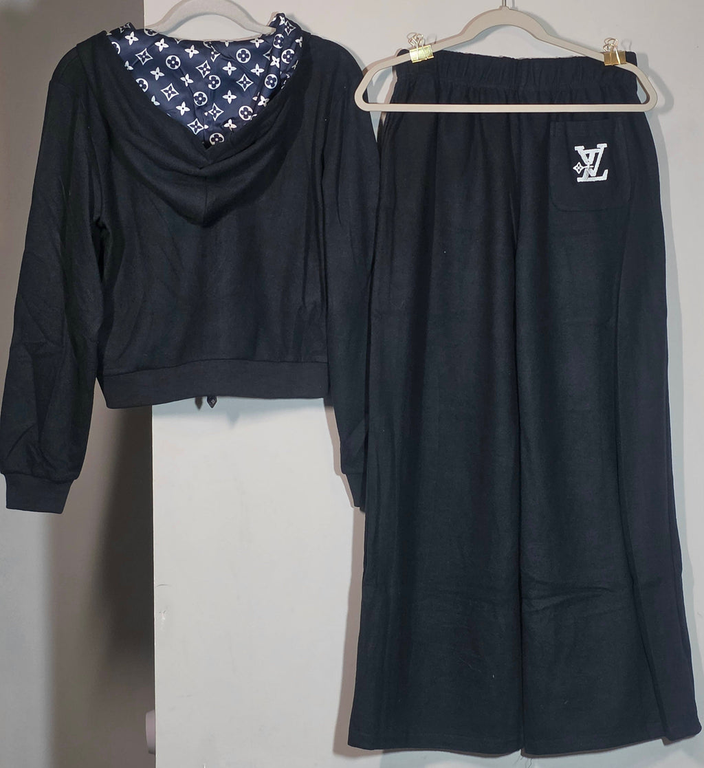 L Logo Black 2 piece Lounge wear