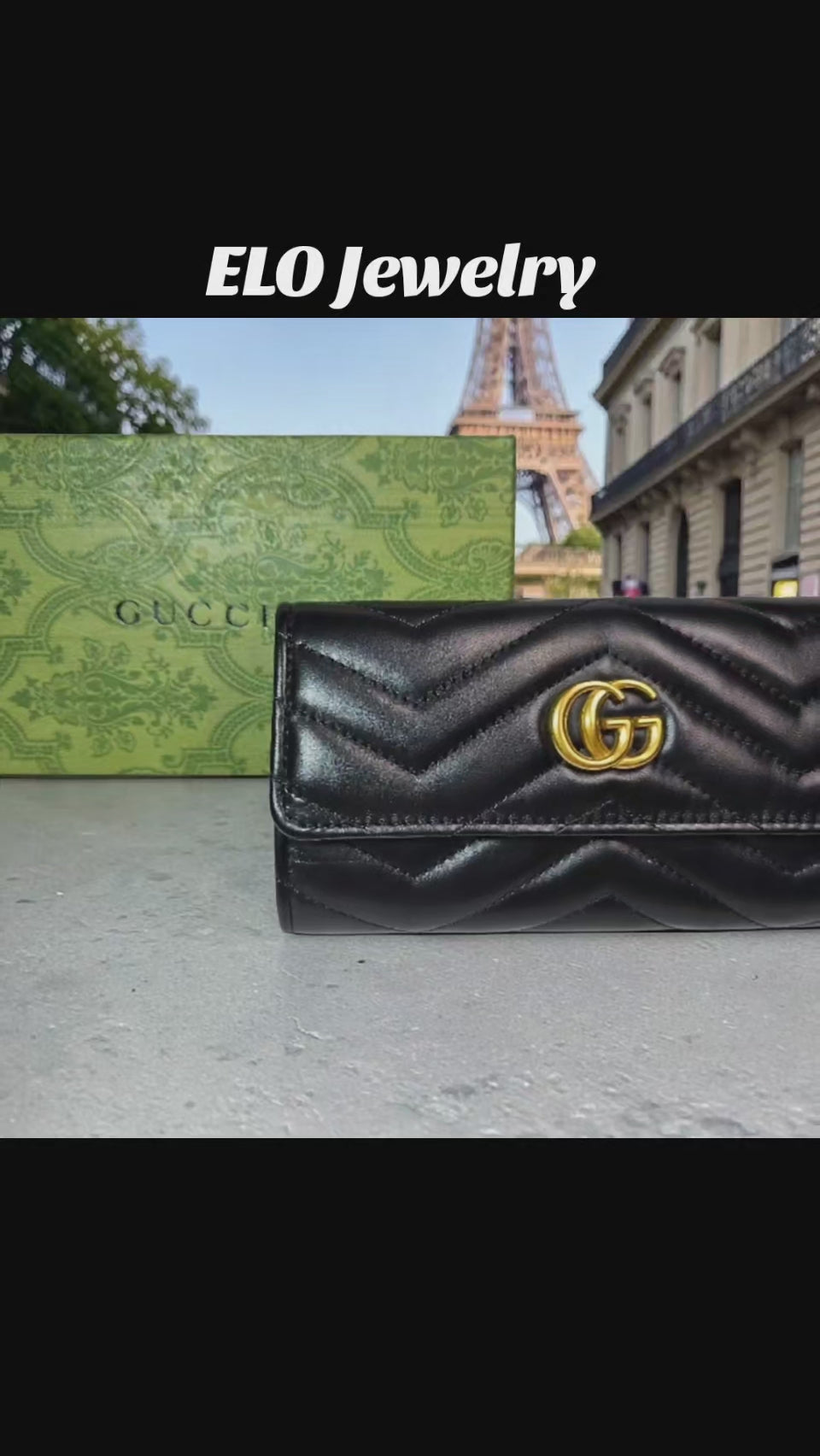 GG Logo Long Wallet w/ Gold hardware and gift box