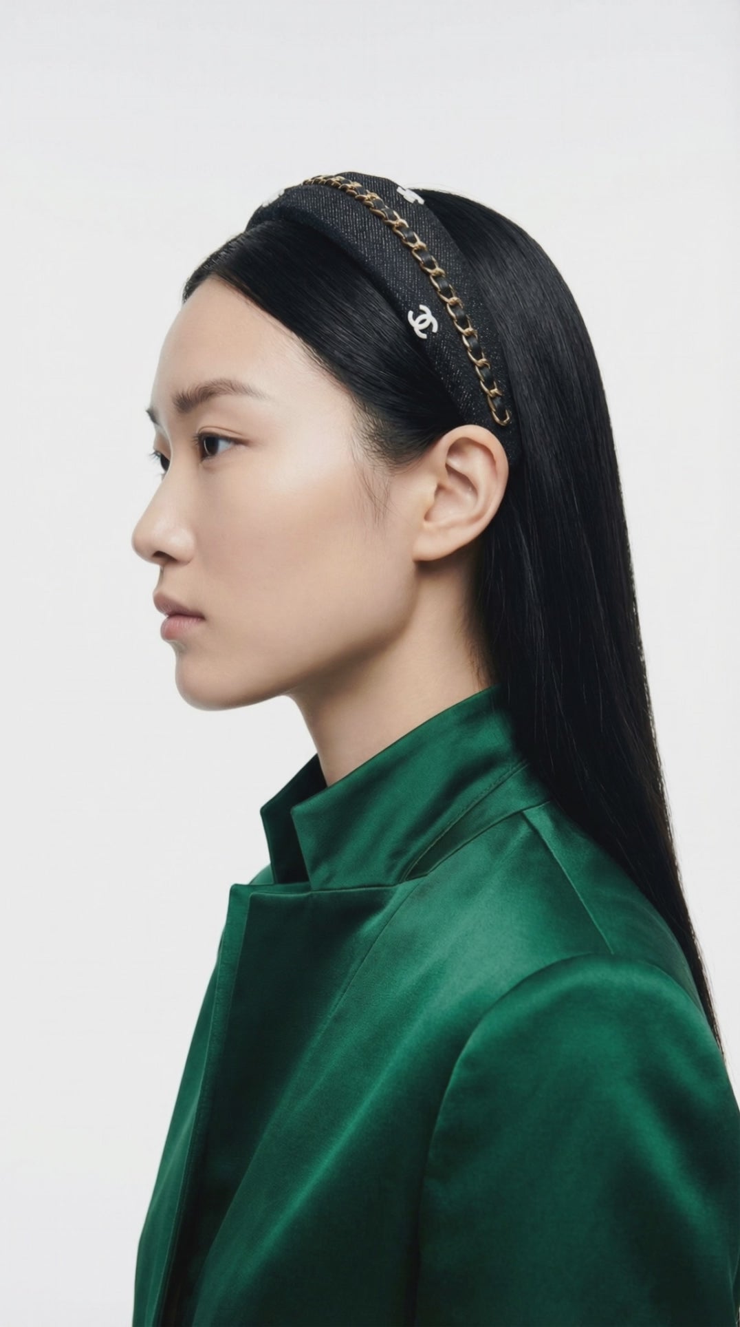 CC Logo Black & Gold Denim Headband