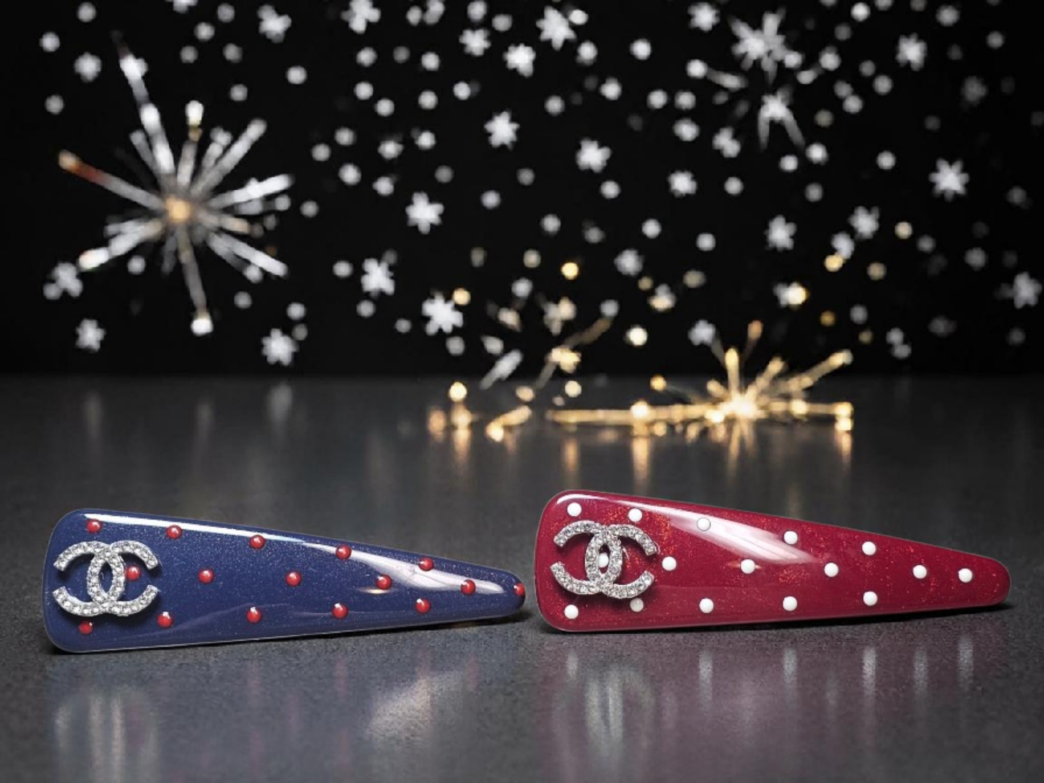 Red, White, and Blue Hair Barrettes set of 2