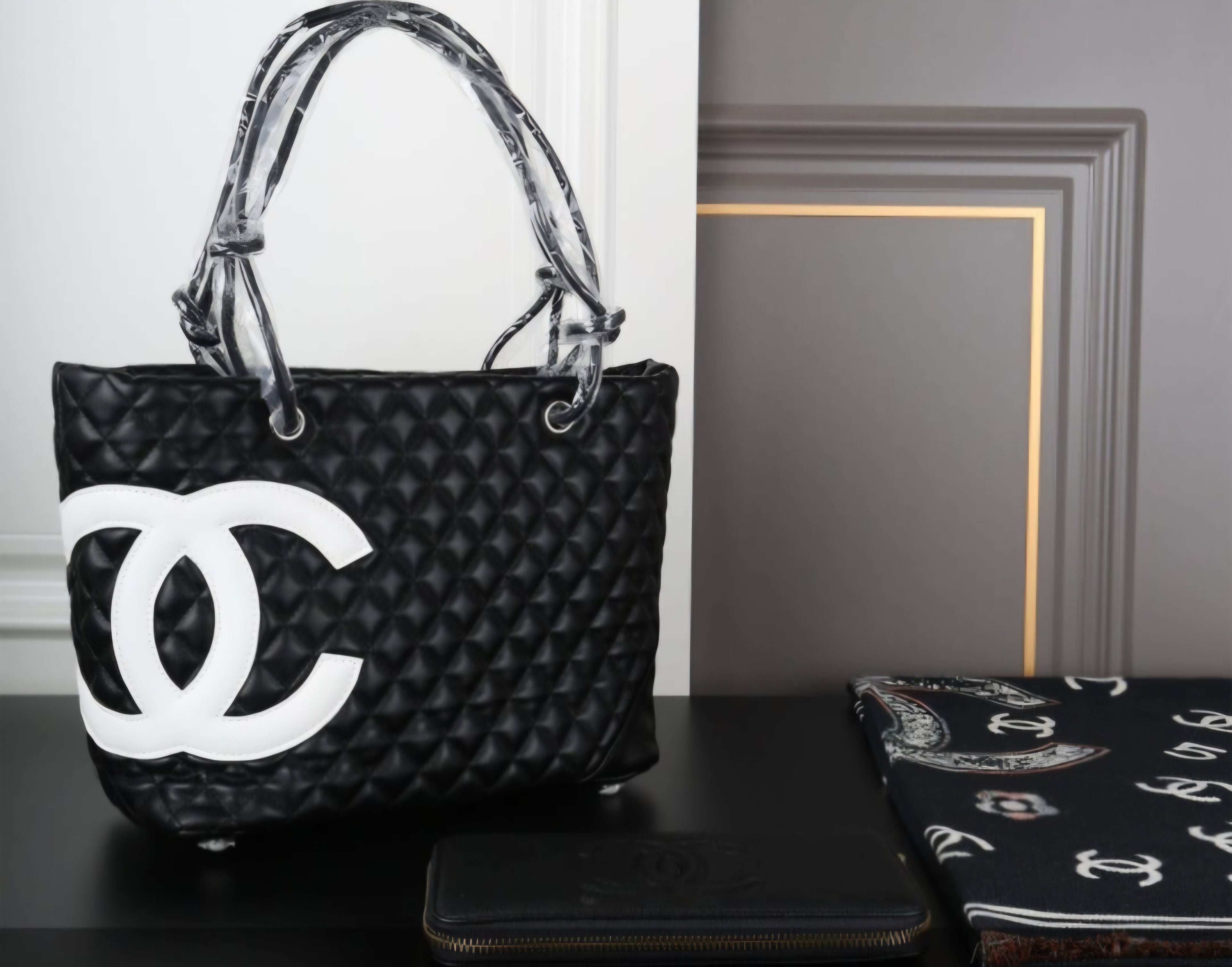 3 piece Large C monogram Tote, Wallet, and large Scarf