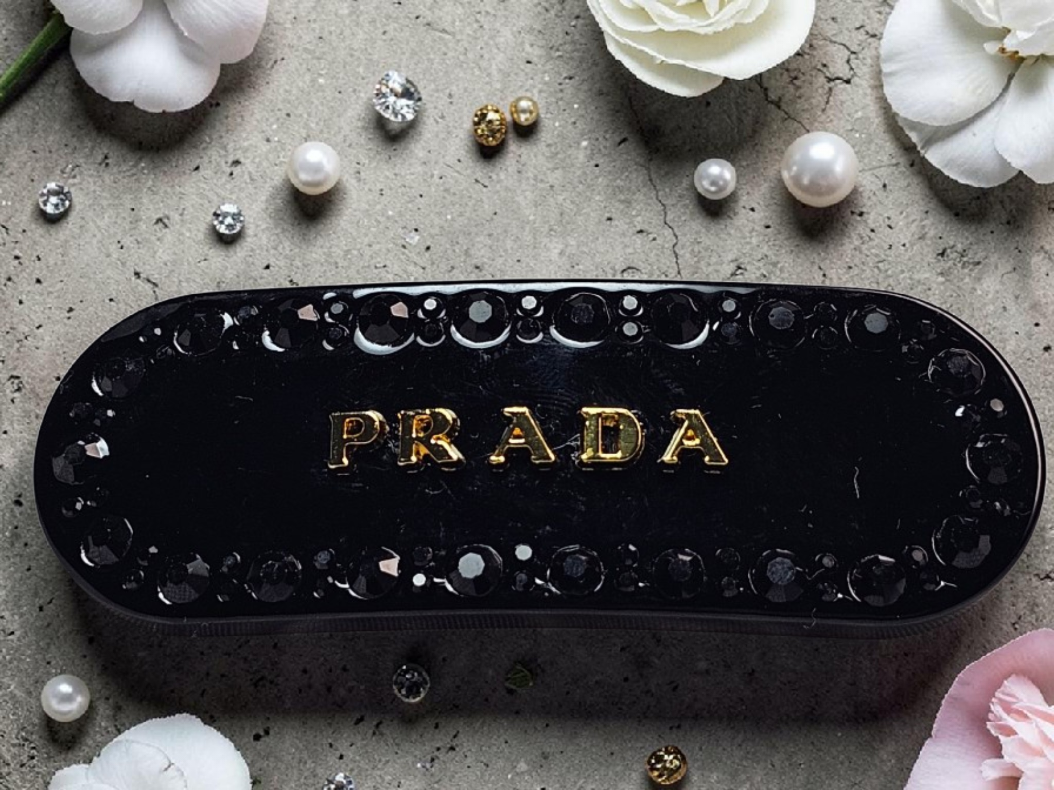 Black Gemstone Luxury Logo Sparkling Stone Hair Clip Spring