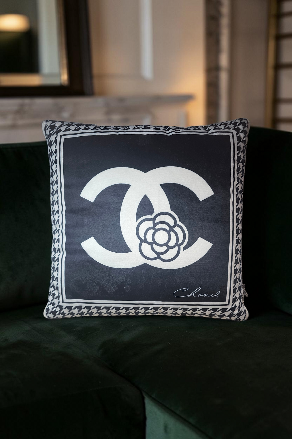 Black and white CC Logo Blanket-in-a-Pillow