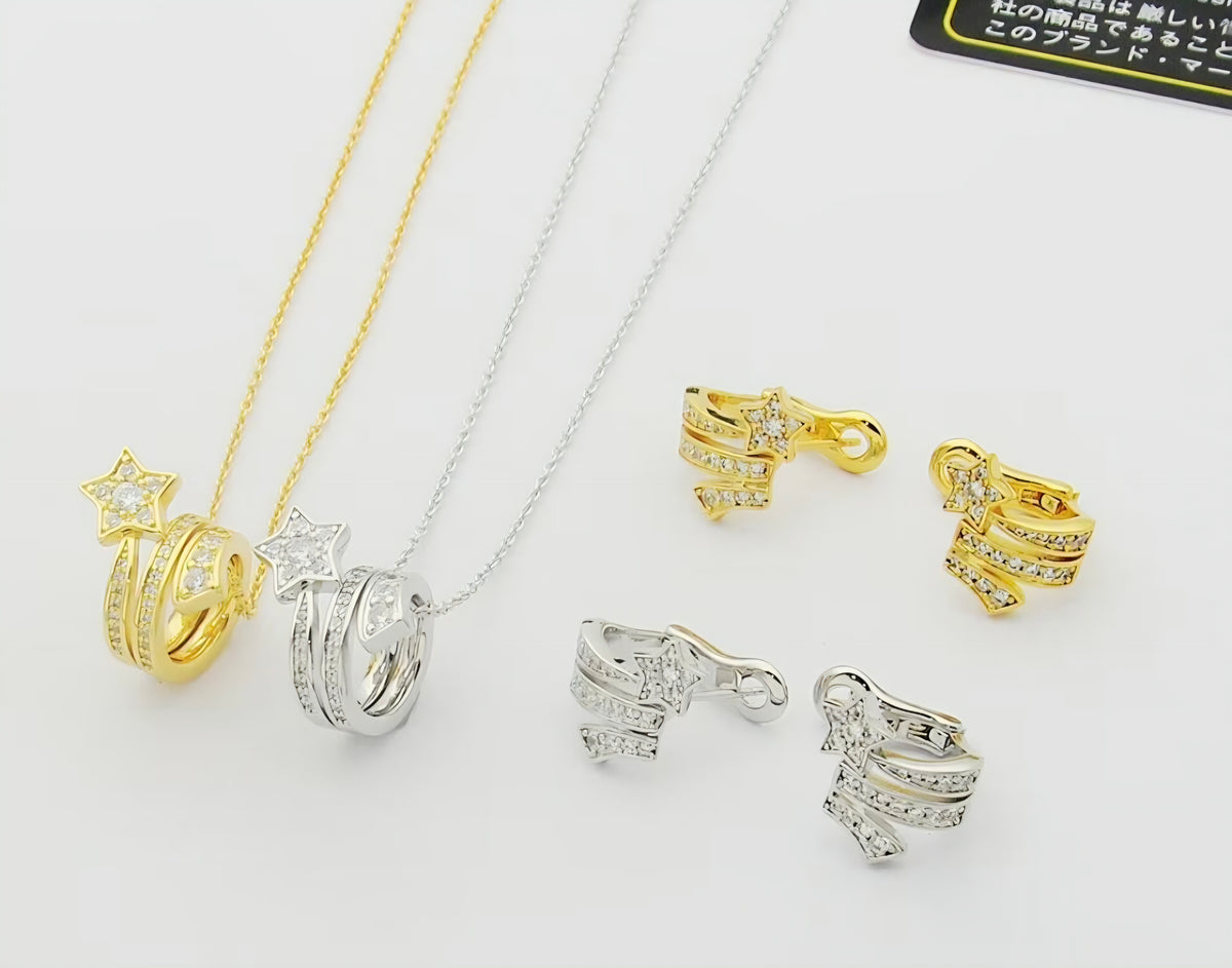 C Logo Jewelry Set Shooting Star Earrings and Necklace