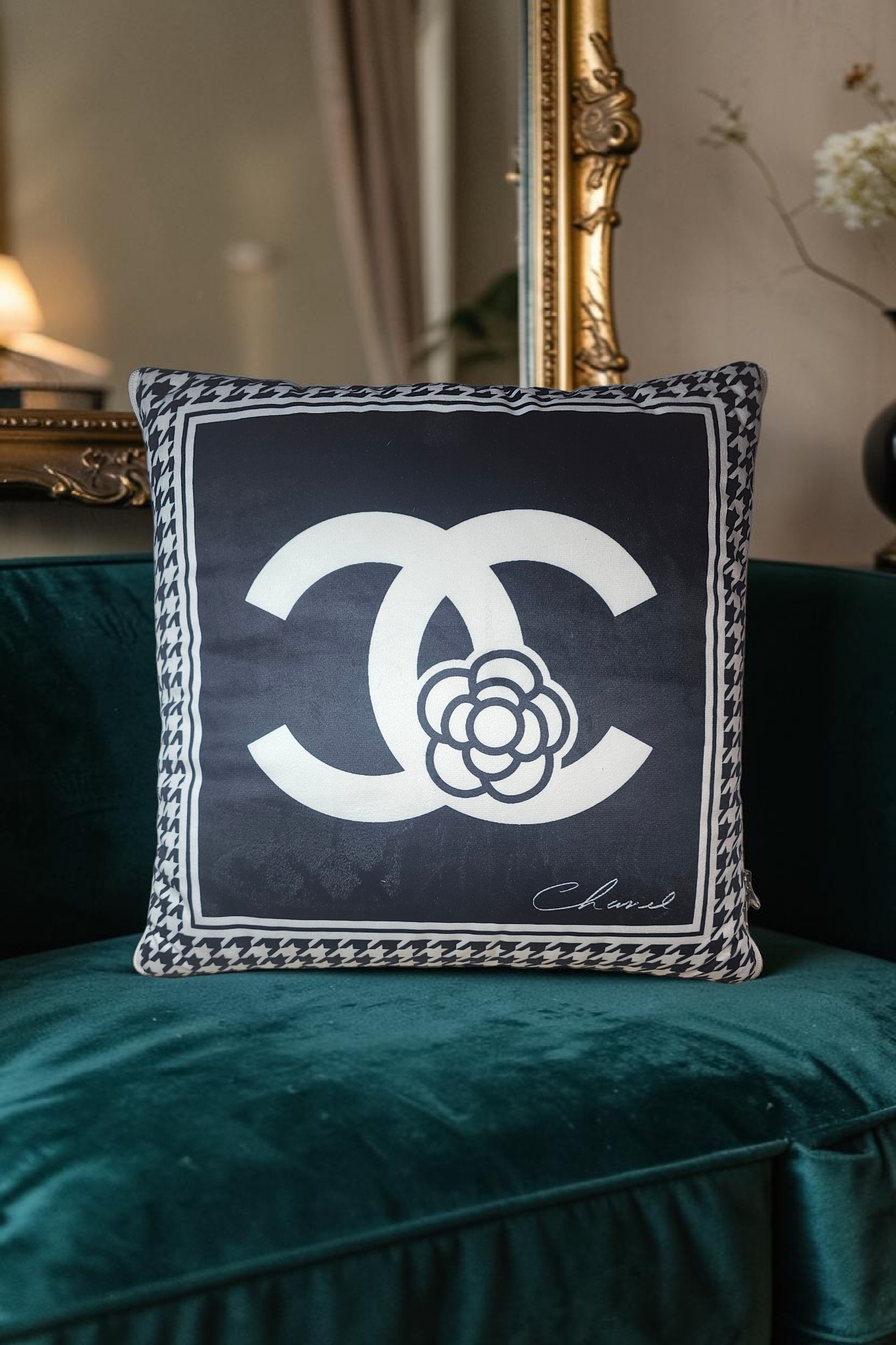 Black and white CC Logo Blanket-in-a-Pillow