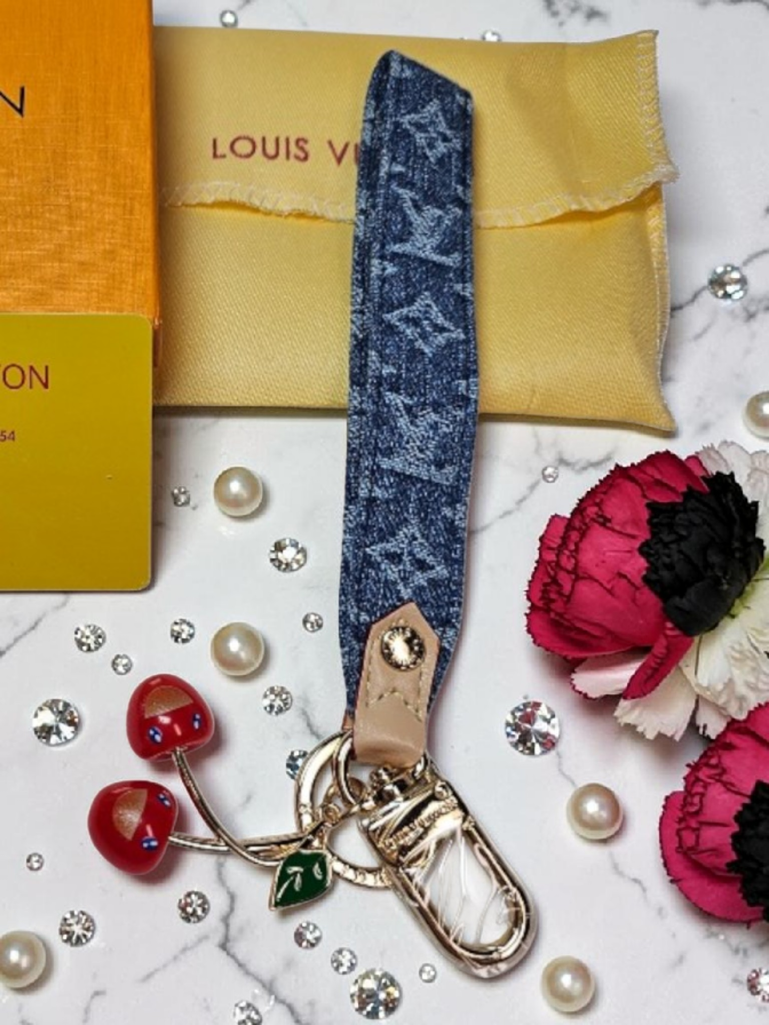 Denim and Cherries Louis logo keyring/ Bag charm NIB