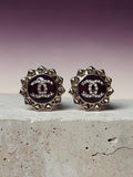 C Logo Deep Red Gold plated Pierced Stud Earrings