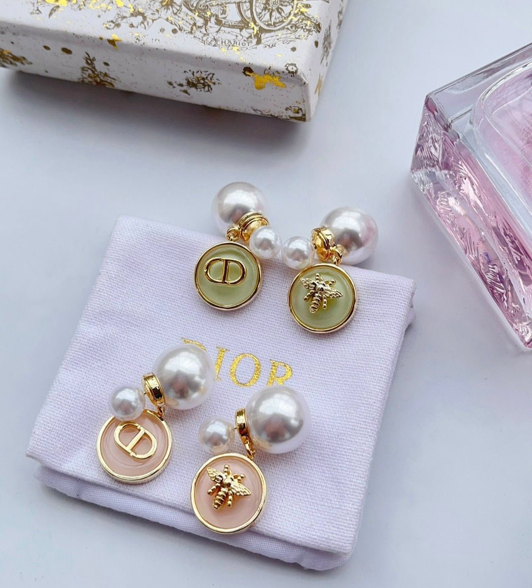 CD Logo Pierced Stud Earrings