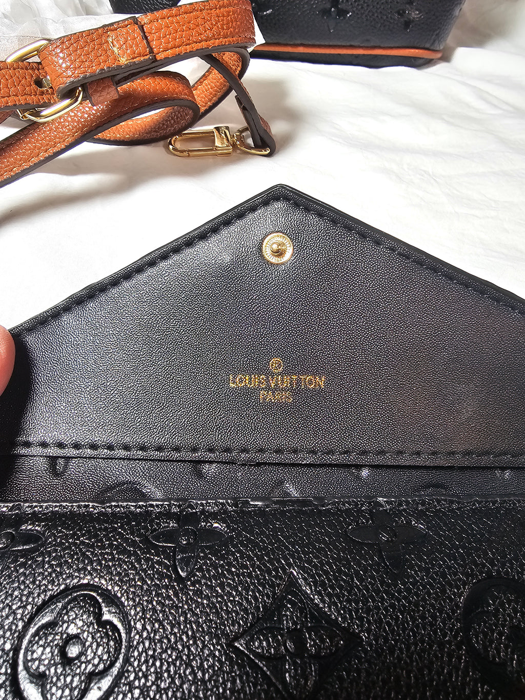 Black embossed monogram 2 pc bucket set