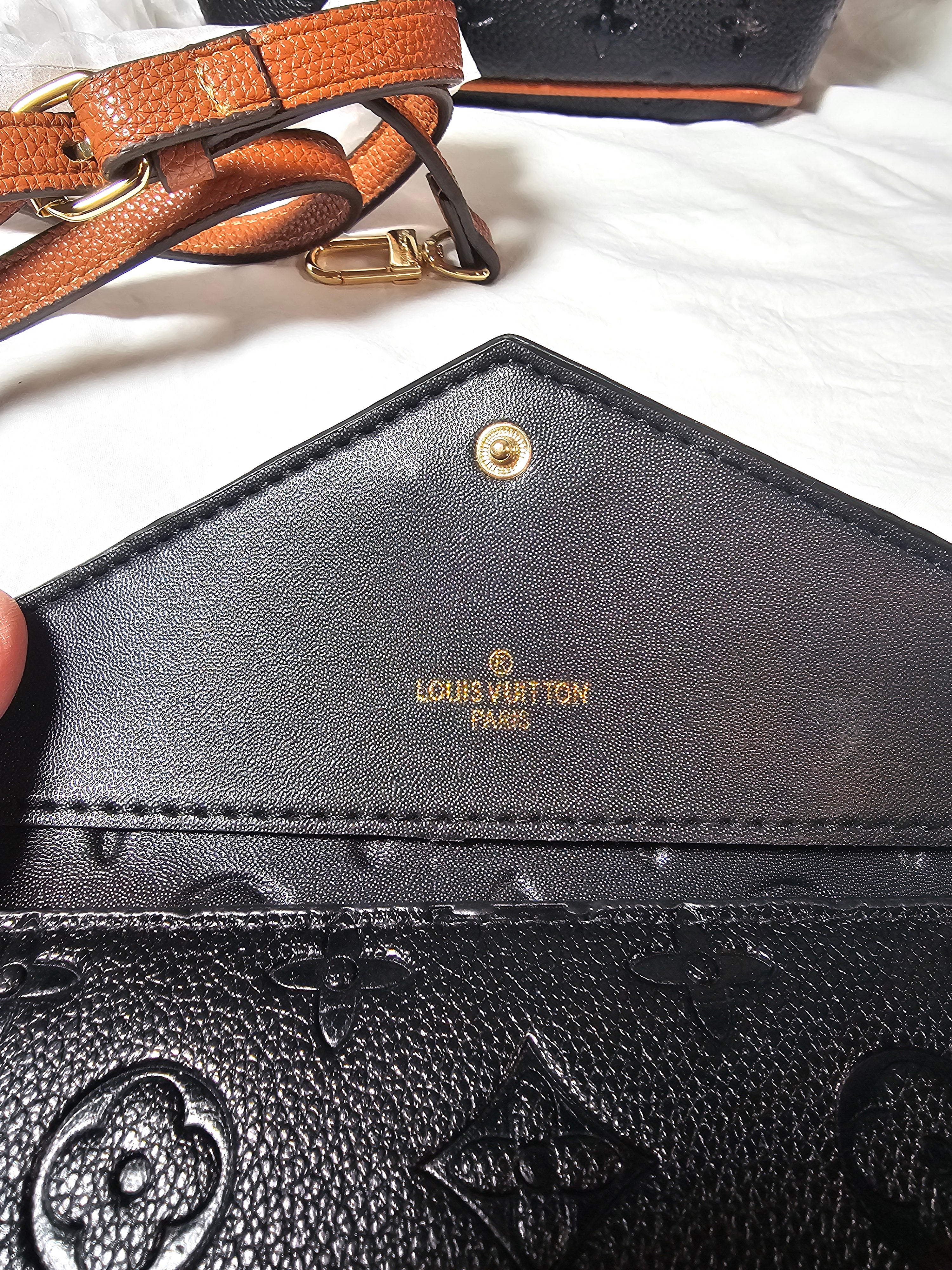 Black embossed monogram 2 pc bucket set