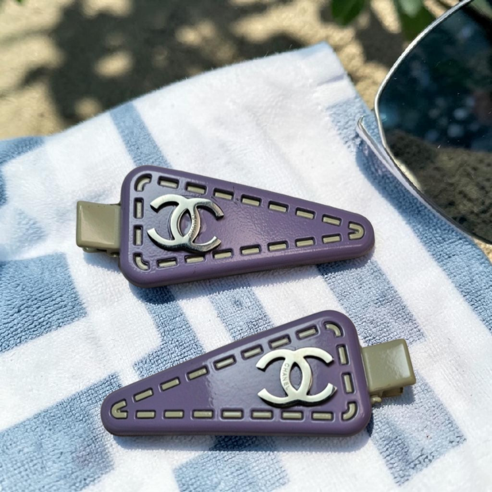 Hair Clips Purple and Silver