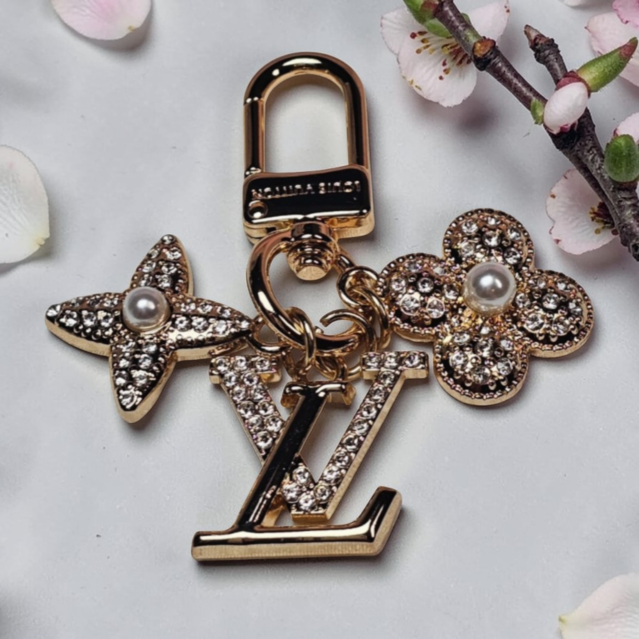 LV Gold Charm Keychain Bag Charm Accessory