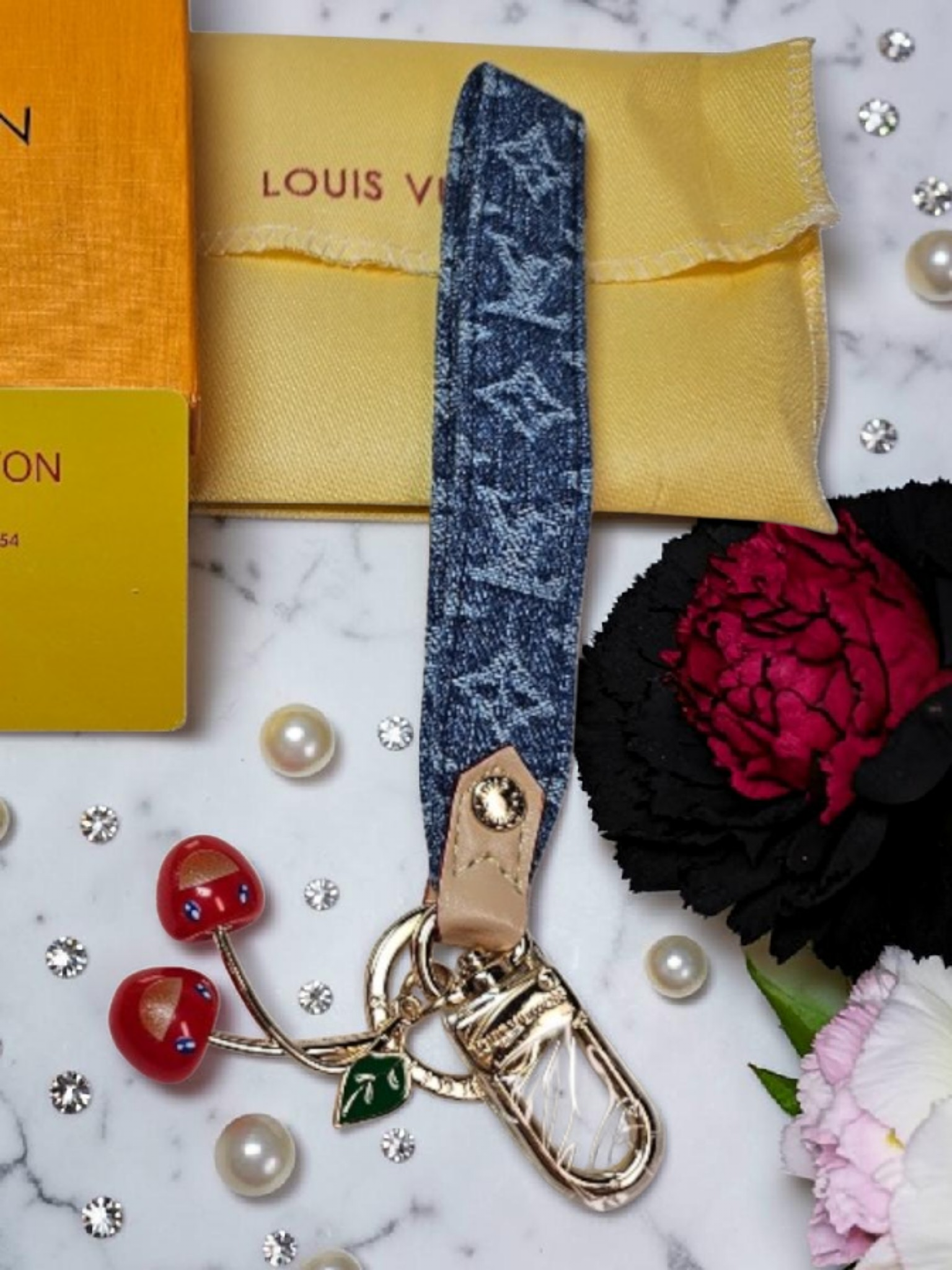 Denim and Cherries Louis logo keyring/ Bag charm NIB