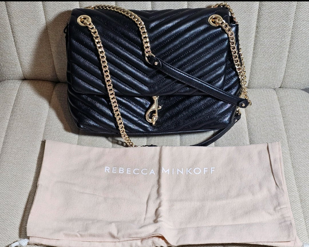 Rebecca Minkoff Black Quilted Leather Convertible Crossbody Handbag NWT & Dustbag