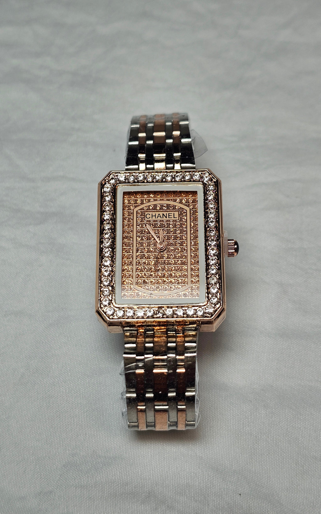 C logo Statement watch Rose Gold styling with stackable bangle Bracelet