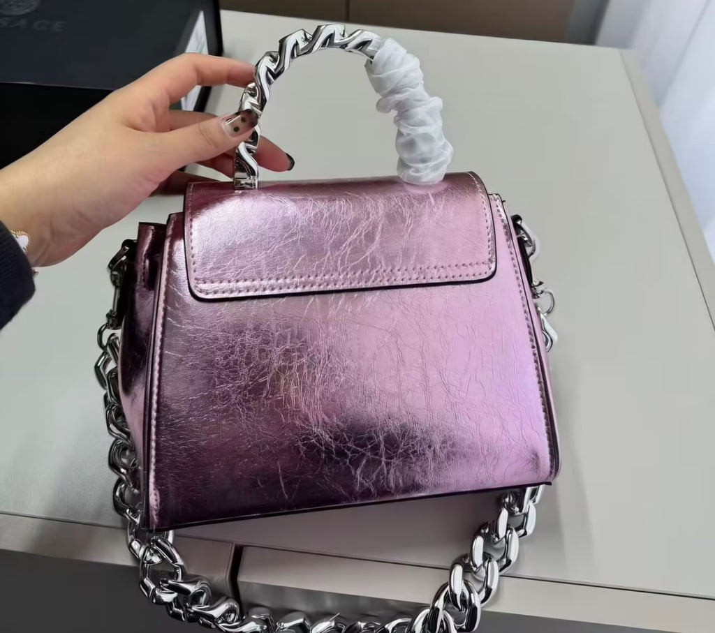 Verse Pink Elegant Medusa Logo Evening Bag