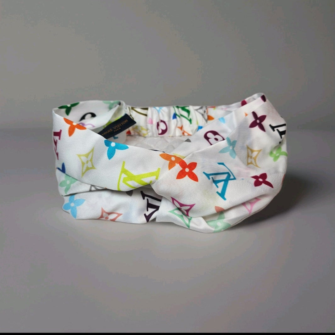 Signature Louis Vuitton Logo 100% Silk stretch hairband