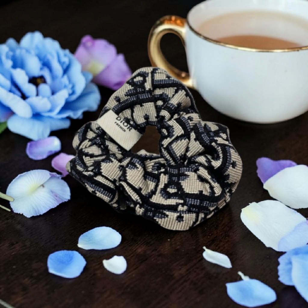 Monochrome Black and White Hair Scrunchie Spring