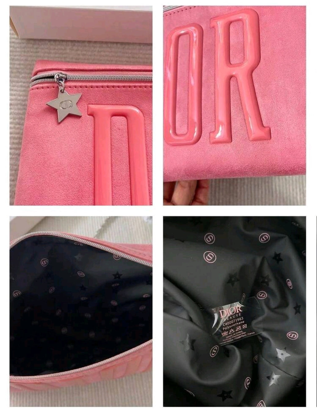 Dior Blush Pink Puffer Logo Makeup Bag New