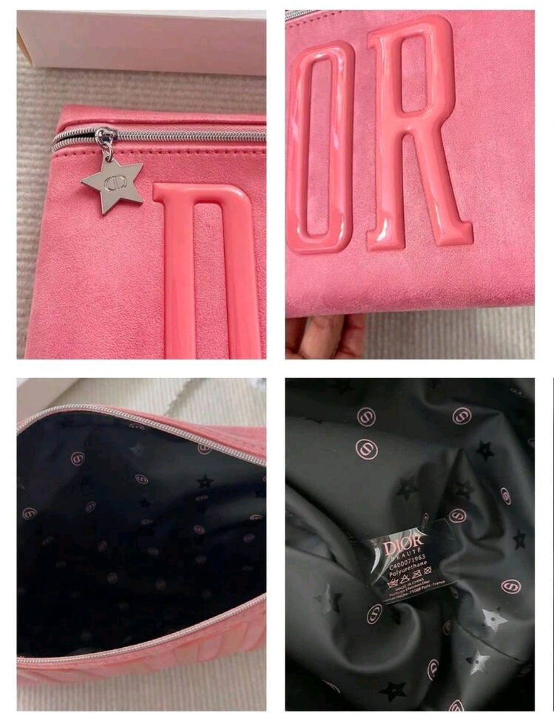 Dior Blush Pink Puffer Logo Makeup Bag New