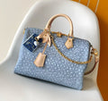 Blue Ostrich L Logo Specialty Luxury Bag 30 cm