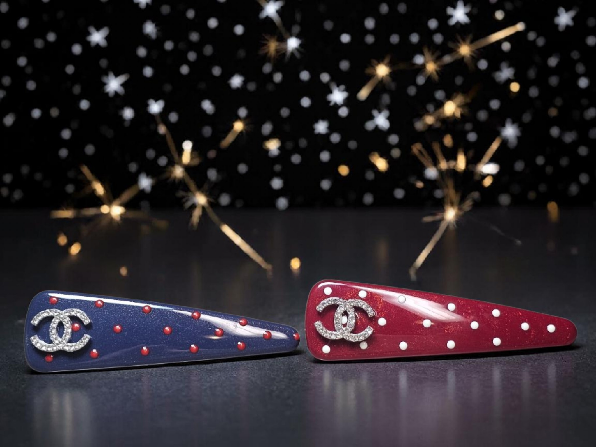 Red, White, and Blue Hair Barrettes set of 2