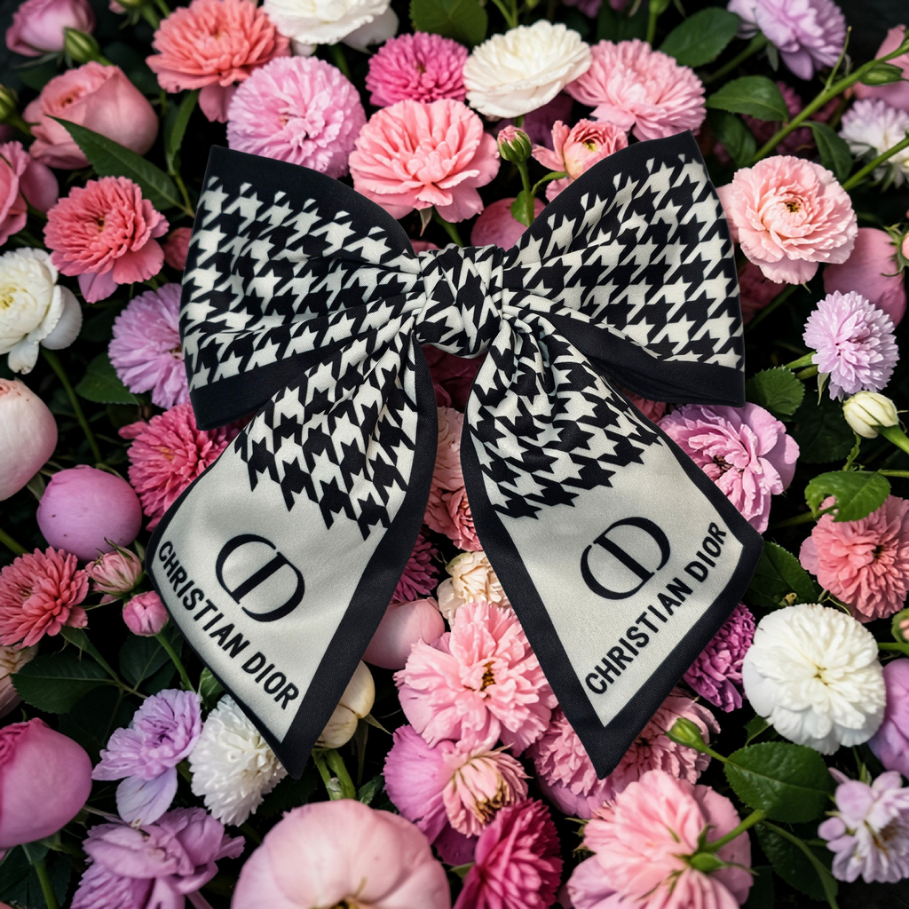 Dior Logo Black & White Monogram Hair Bow