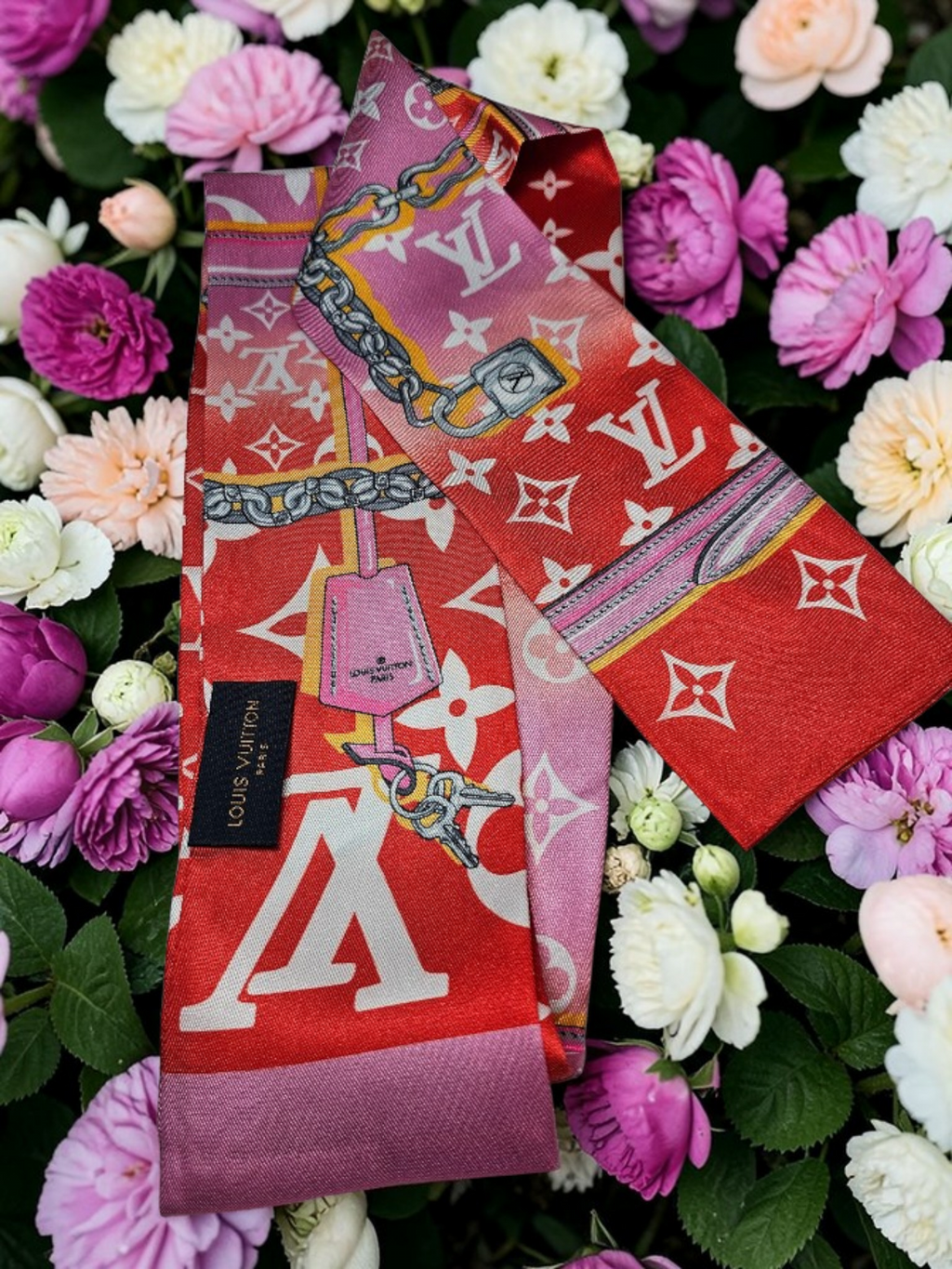 'Louis Vuitton' logo Bag Scarf Hair Accessory Tagged 100% Silk