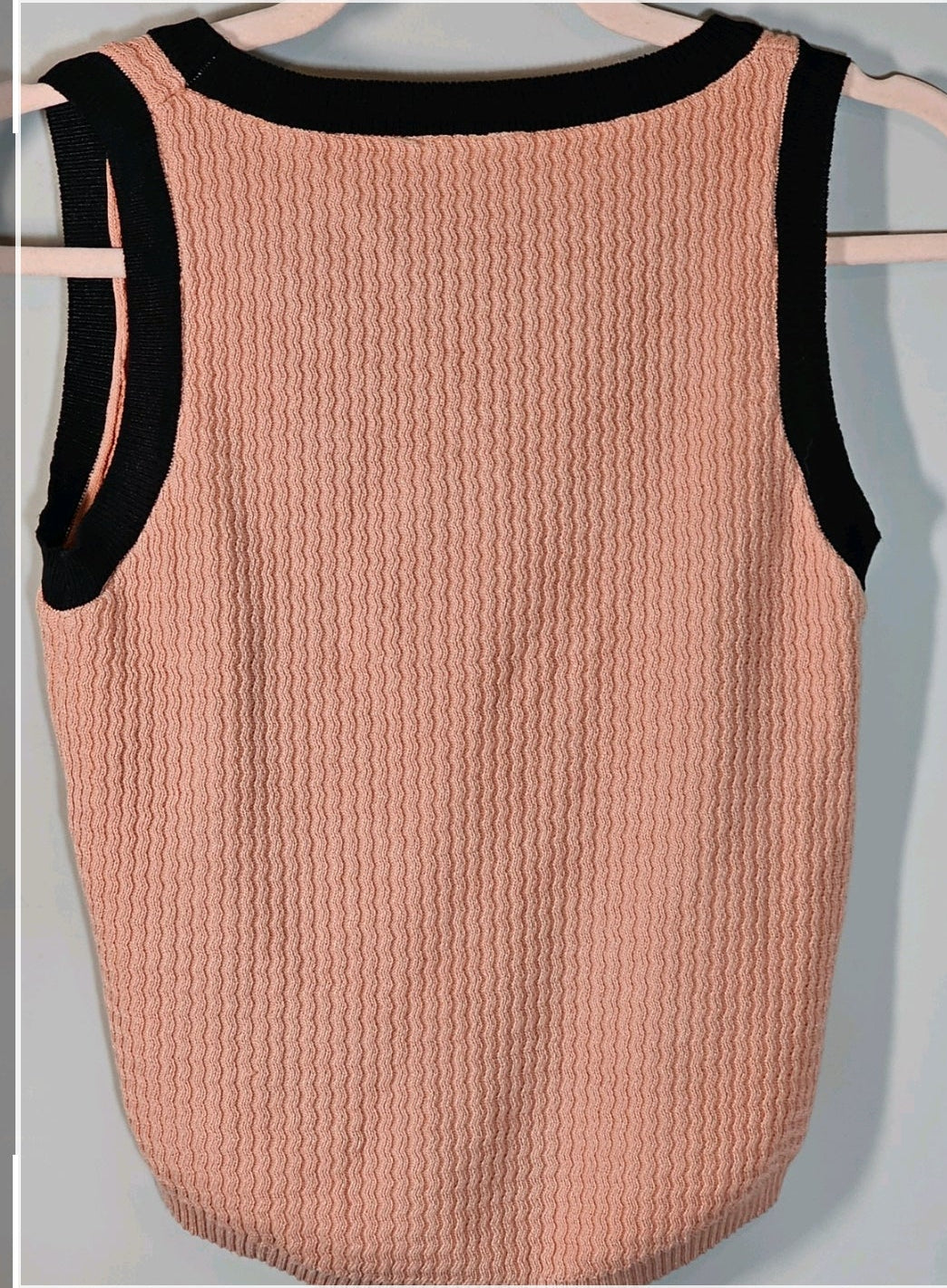 Chanel tank top Blush Pink Knit w/ Black logo New Size US M/L