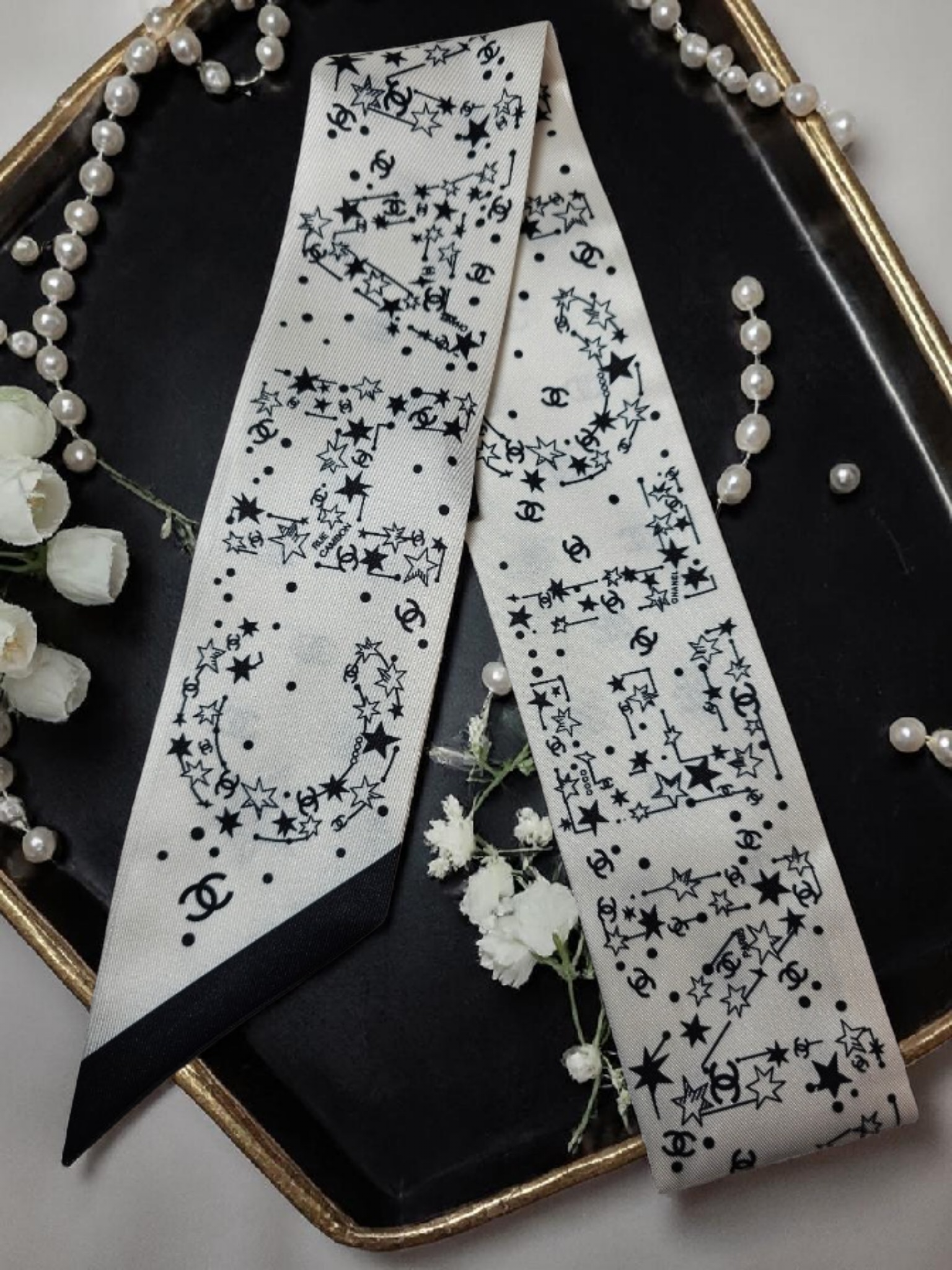 Constellations Bag/ Hair Scarf Accessory 100% Silk