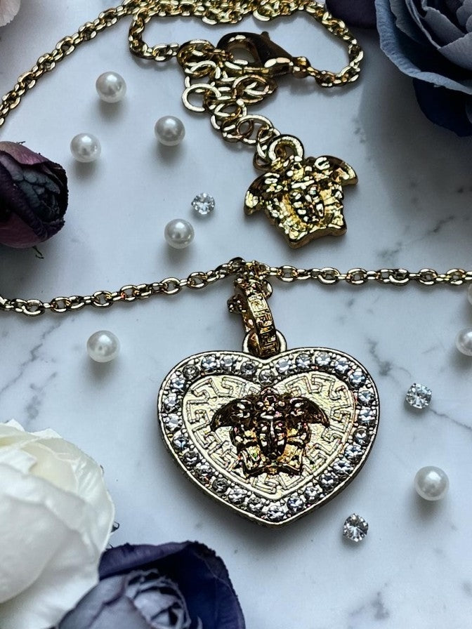 Medusa Head Double charm Necklace