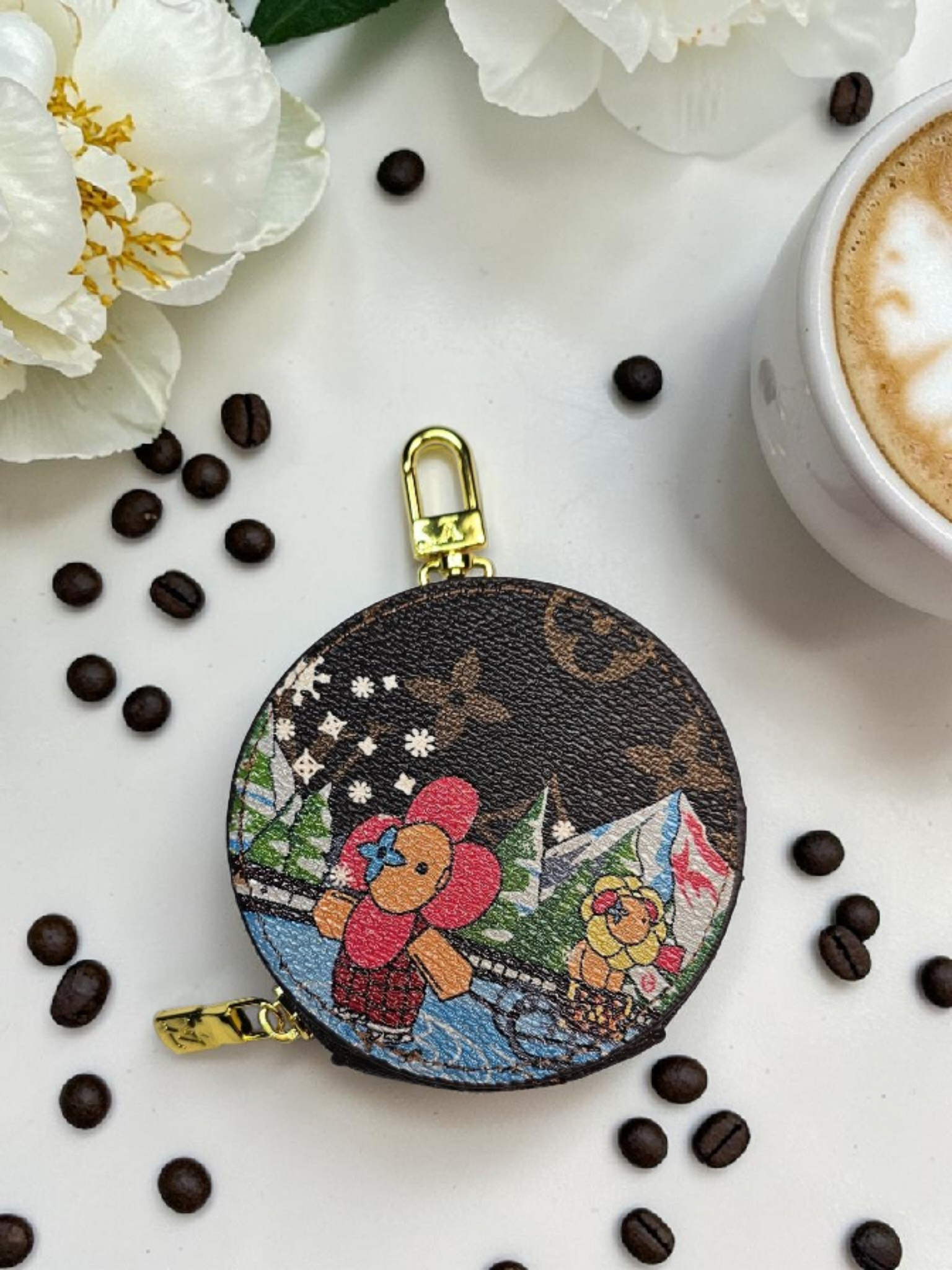 Louis Logo Vivi Round coin purse bag charm