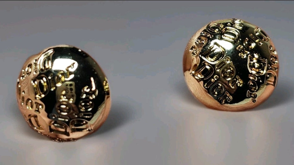 'Dior' Logo Charm Pierced Stud Earrings NEW