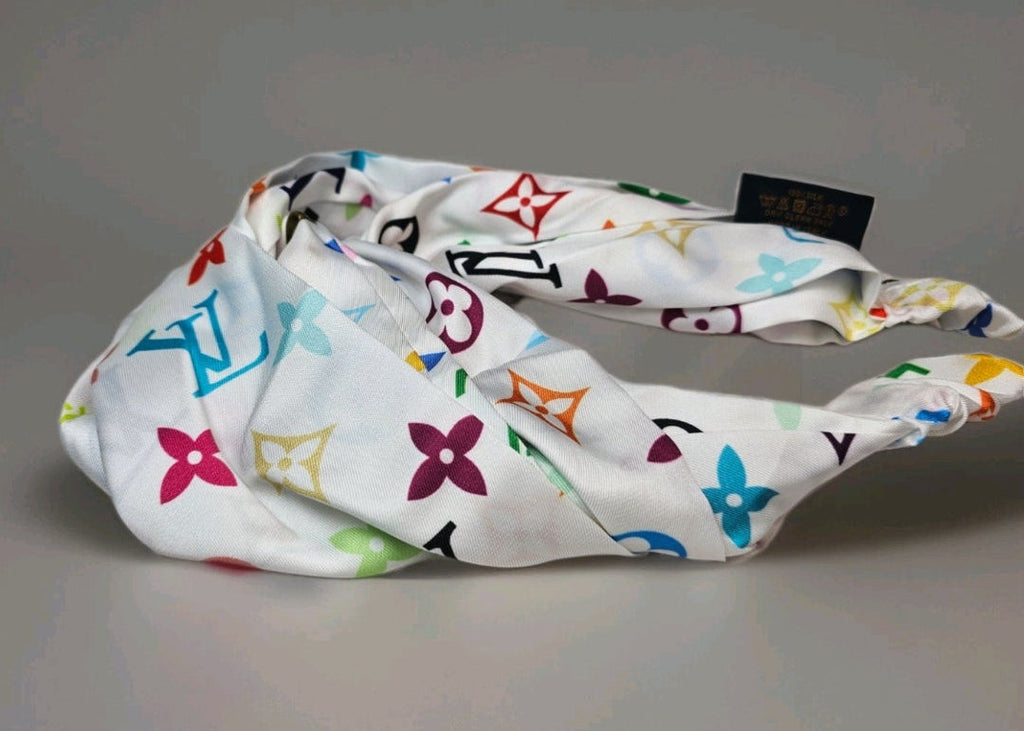 Signature Louis Vuitton Logo 100% Silk stretch hairband