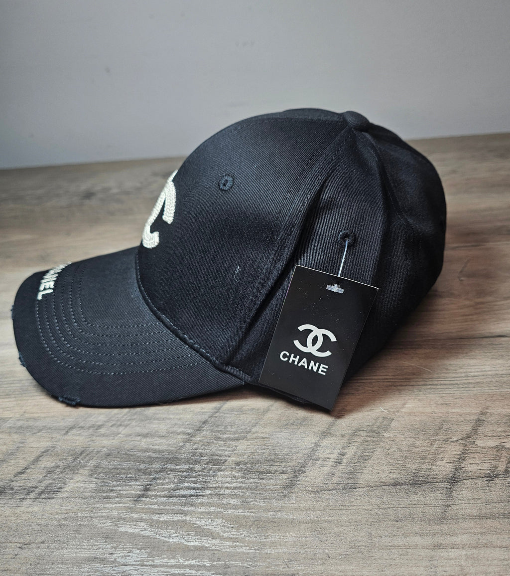 Black CC Baseball Cap Unisex Black and White