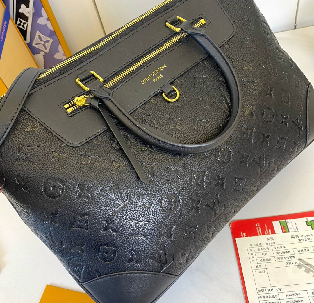 Black Monogram L Logo Slouch Bag