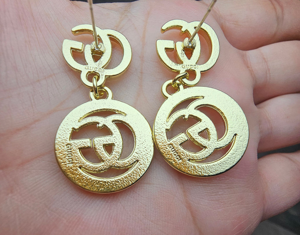 GG Logo charm Gold drop Earrings