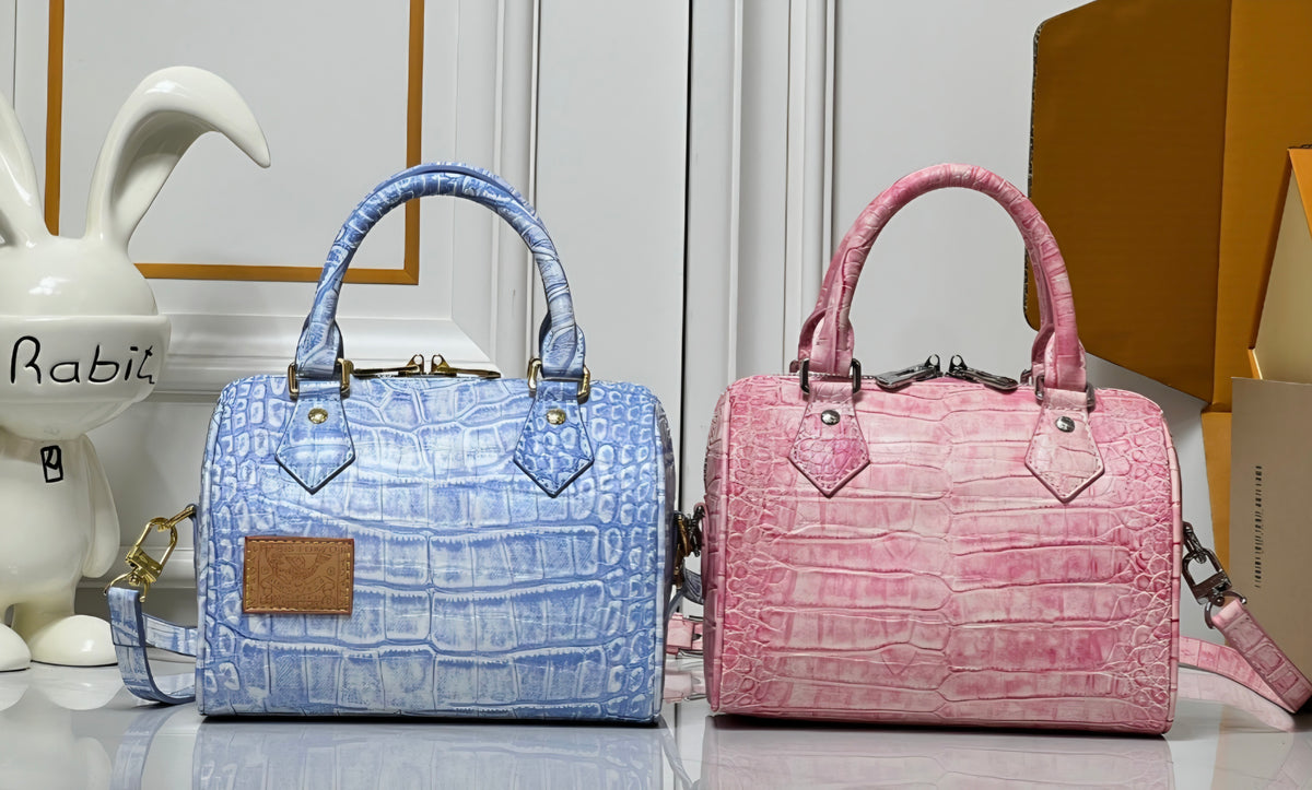 Logo Barrel Bag Crocodile Print