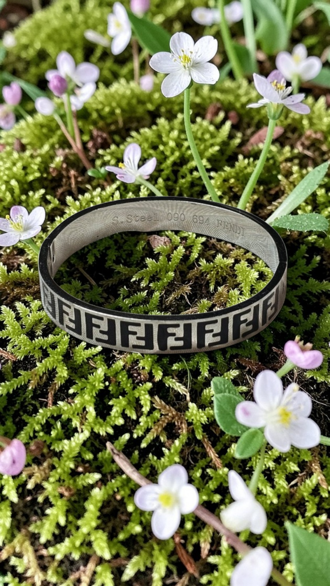 Fendi Stainless Steel Logo Bangle Bracelet