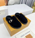 Velvet feel Slides with buckle hardware