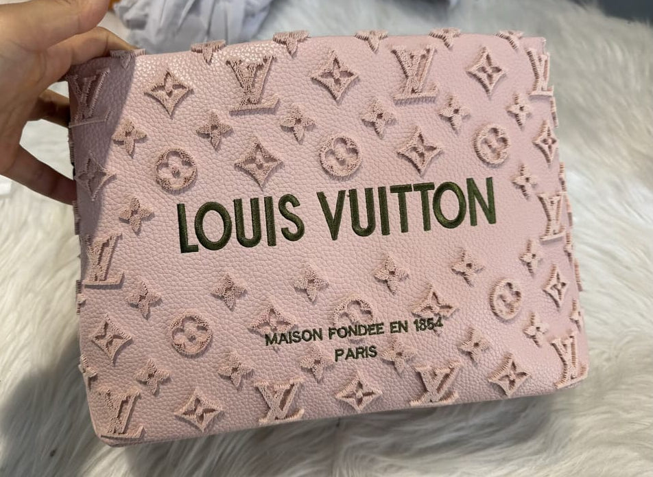 Monogram Velvet Logo Blush Pink Large Tote