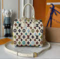 Preorder White colorful L logo barrel bag