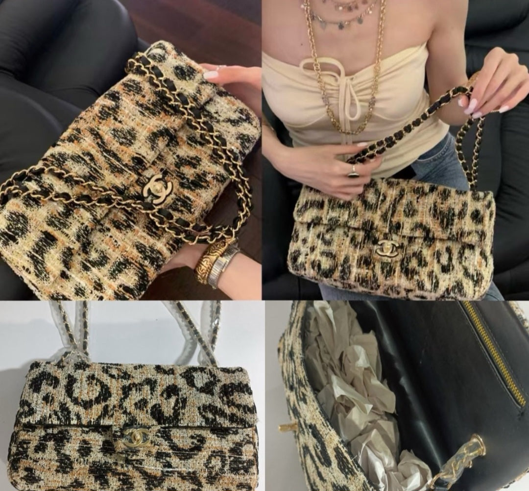 Leopard print Gold Logo Flap Bag