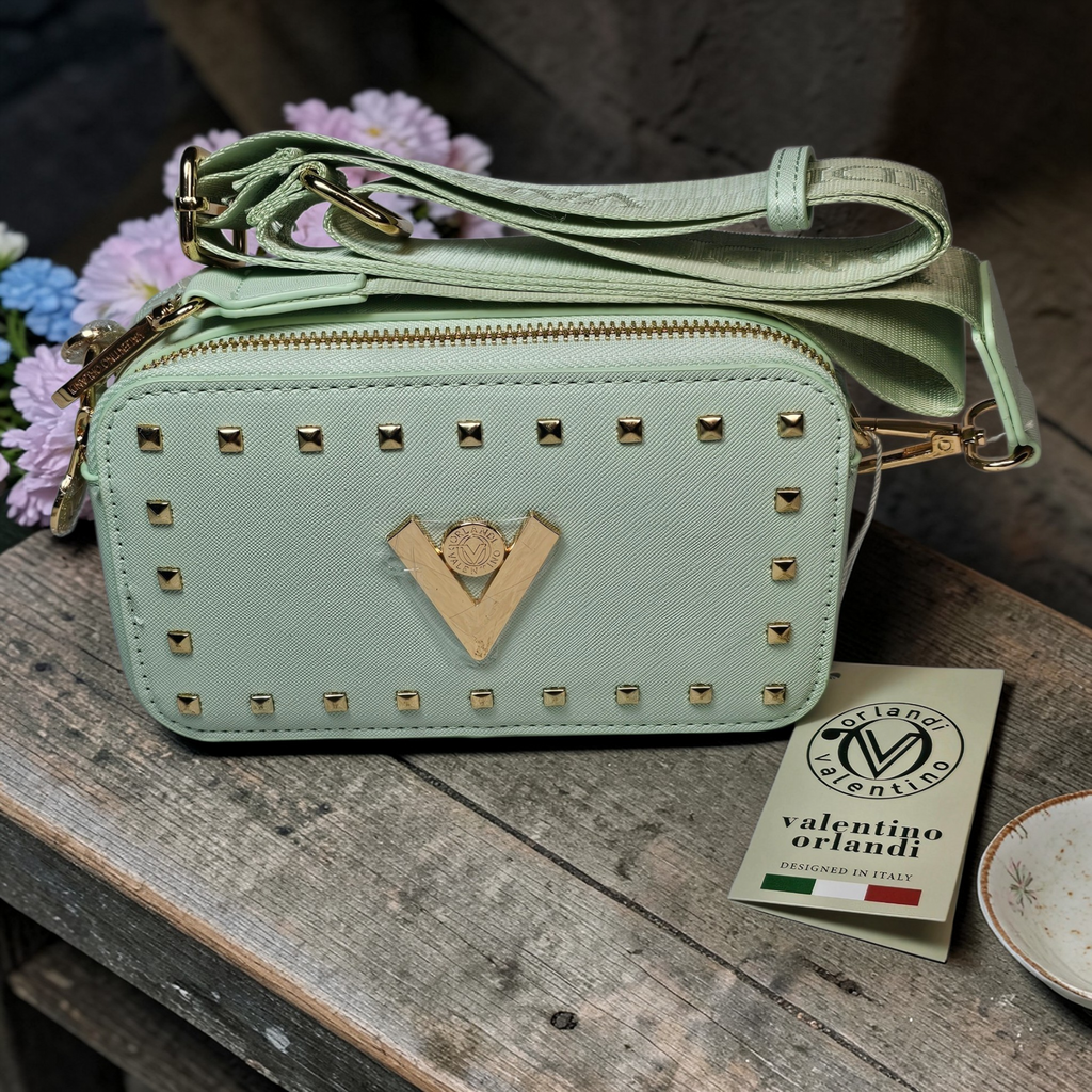 Valentino Orlandi Mint Vegan Leather Crossbody with Guitar Strap NWT