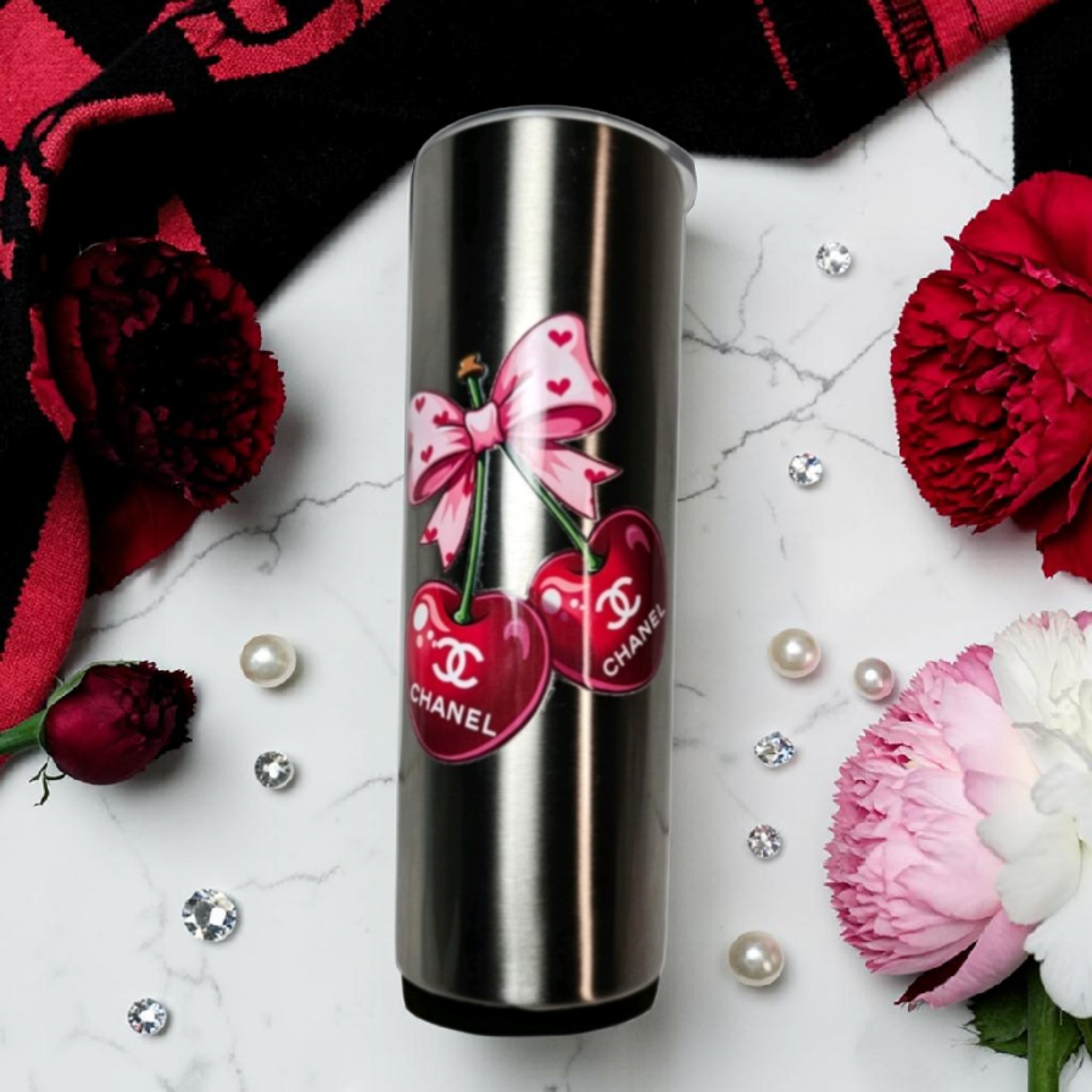 Custom designed CC Logo 🍒 Cherry Tumbler Stainless Steel