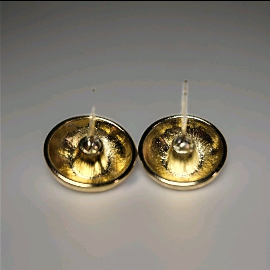 'Dior' Logo Charm Pierced Stud Earrings NEW